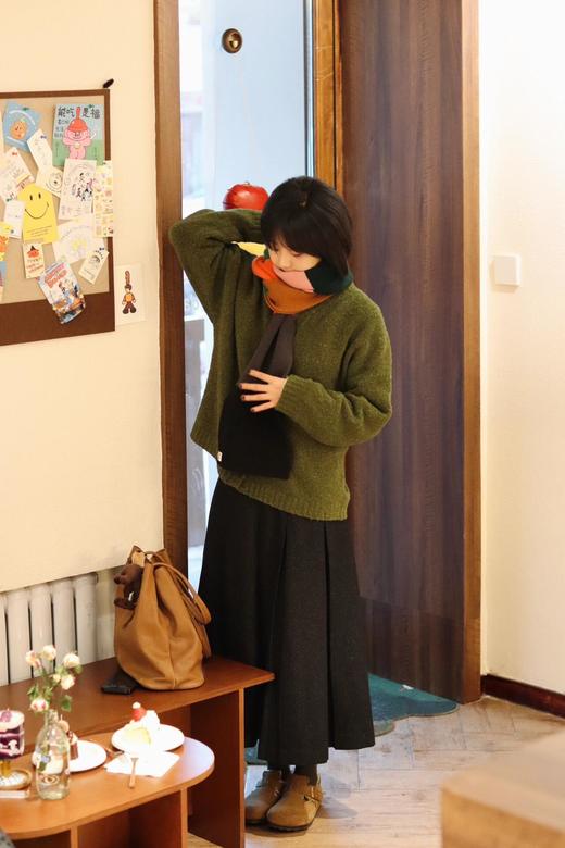 苔藓绿复古毛衣巨显白超治愈绿野仙踪羊毛开衫 商品图10