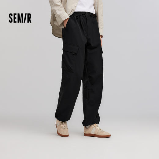 森马休闲裤男春季宽松直筒工装裤户外机能长裤大口袋微皱纹理裤子 商品图1
