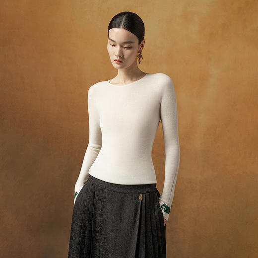 【林栖设计小店】福袖流光|无缝毛衣恭王府联名2026早春新款上衣女1961008 商品图3