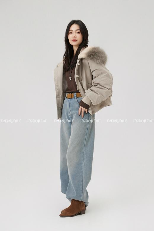 【门店同款】ENJOY冬季“暖冬知性”貉子毛领短款羽绒服 168143849 商品图5