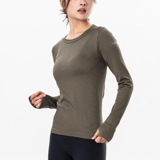 Gymicon能量符号 秋冬无缝圆领上衣瑜伽服女跑步健身修身显瘦运动长袖健身YASY2589 商品图1