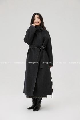 【门店同款】ENJOY冬季“暖冬知性”皮扣立领双色长款大衣 168143996