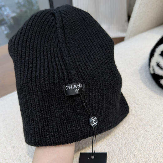 小香羊毛针织冷帽黑色 商品图4