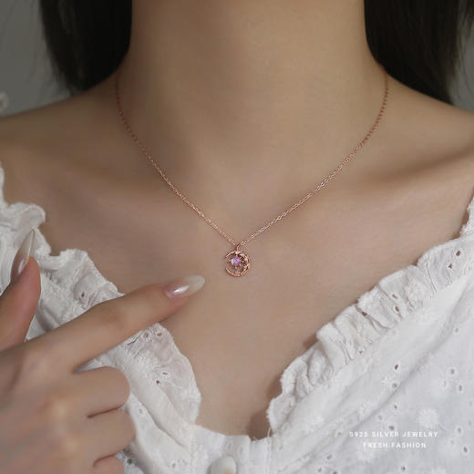 【幻彩星月】S925纯银幻彩星月项链【YXS-A4694】 商品图2