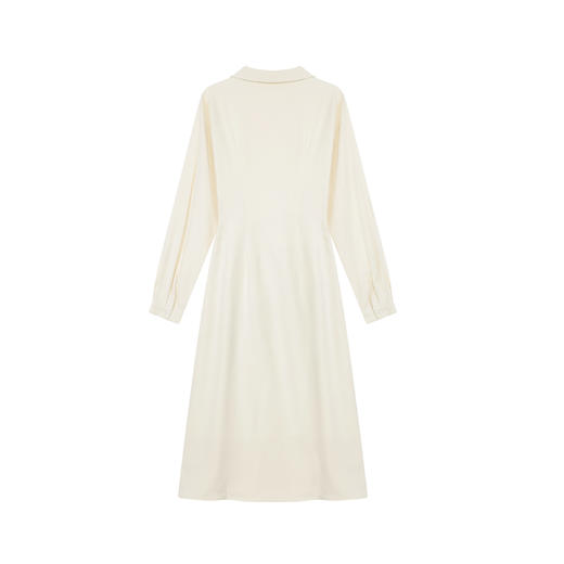 鹿向南【皎若新月】2025年秋季气质杏色连衣裙女修身显瘦A字裙子QJD00627 商品图1