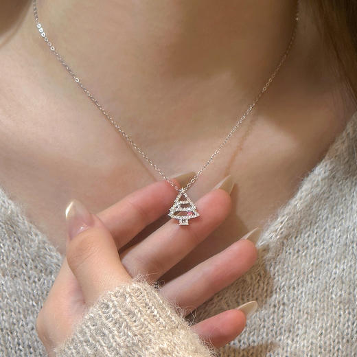 【圣诞之恋】S925纯银圣诞节圣诞树锆石项链【YXS-A4811】 商品图3