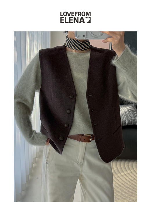 羊绒&羊毛混纺 北欧风简约毛呢马甲 商品图7