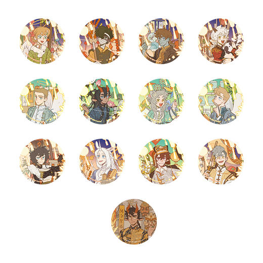 《非人哉官方店》万圣街游园会马口铁徽章盲盒拉丝银葱新年吧唧胸针 商品图4