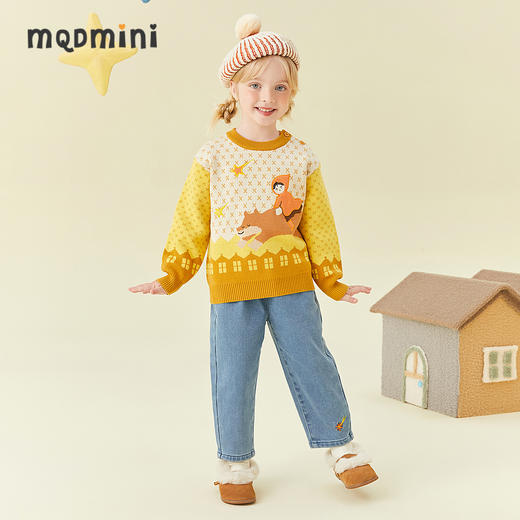 【秒】【专柜同款】MQD童装女小童长裤冬季新款牛仔裤小童宝宝保暖裤 商品图3