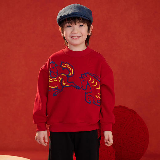 严选 | 棉花堂奥粒绒加绒针织圆领卫衣 马年年衣 商品图6