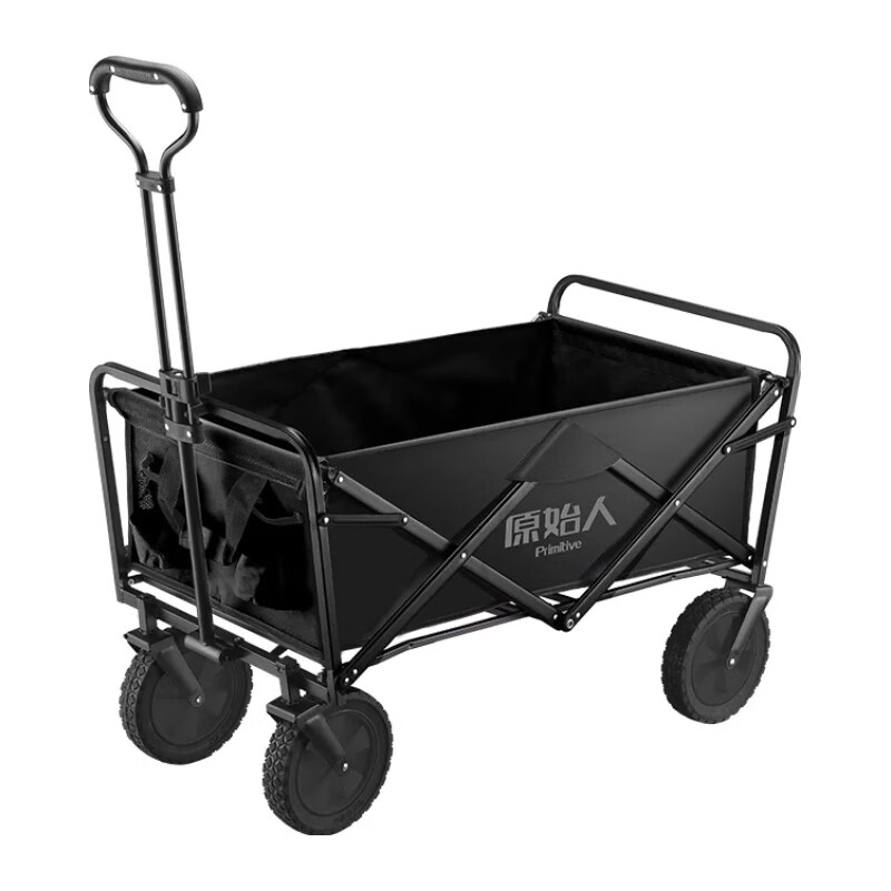 积分免费兑：原始人（The Primitive）露营推车营地拖车户外折叠超大野营手拉车遛娃小推车野餐车桌板 160L 升级款曜黑【静音万向轮】