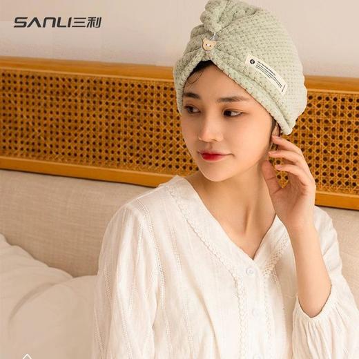 三利毛巾菠萝格干发帽珊瑚绒干发帽78g浴帽成人吸水女包头巾毛巾 商品图4