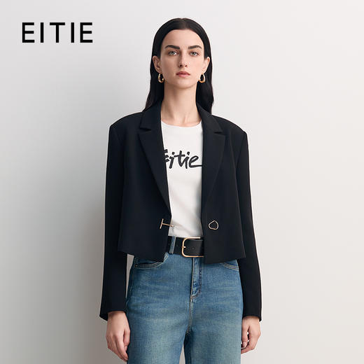 EITIE爱特爱摩登时尚单颗金属钩扣精致短款西装外套8503210 商品图0