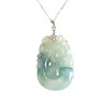 【天然正品】A货翡翠AU750白金镶天然糯冰种飘蓝花福贝翡翠吊坠项链42.8*22.7*5.9MM （皆取最大值）女士 021225NJM14特价：780 商品缩略图0