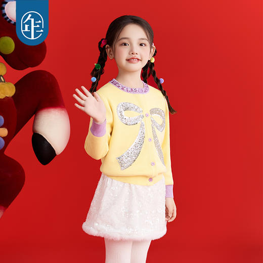 年衣童装儿童针织开衫冬季新品女童毛织开衫外套摩登时代针织开衫 商品图1