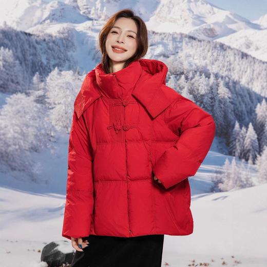 新国标90白鸭绒加肥加大码胖mm200斤中国风盘扣羽绒服女大码2520 商品图0