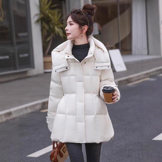 新国标90白鸭绒加肥加大码胖mm200斤中长款收腰显瘦羽绒服女2521 商品图3
