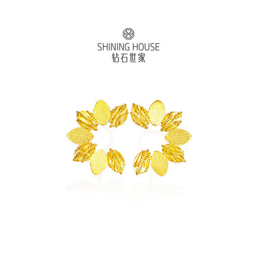 【计价黄金】【现货】钻石世家  西西里系列 5G意大利手工编织工艺黄金 足金黄金耳环【黄金产品不支持7天无理由退换货（3天内发货）】（约2.9克） 商品图2