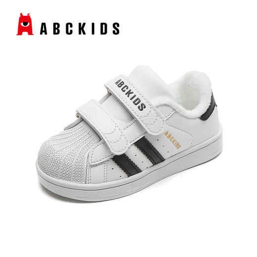 【清仓59.9】Abckids贝壳头童鞋冬款二棉儿童小白鞋加绒保暖男童板鞋皮面防水女童学生休闲鞋26-37 商品图6
