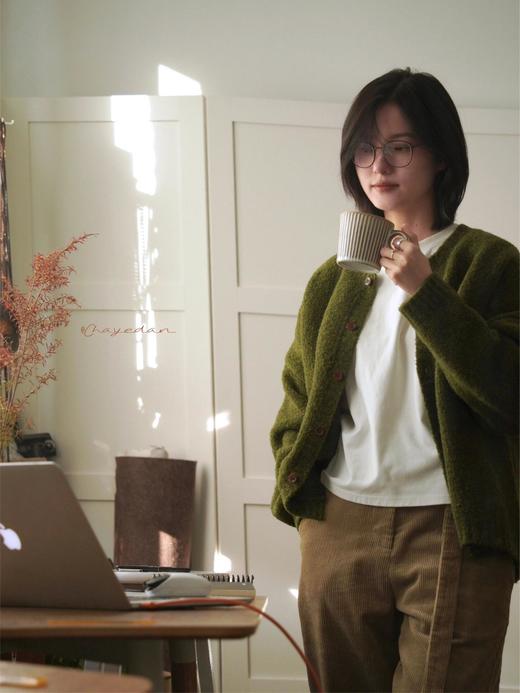 苔藓绿复古毛衣巨显白超治愈绿野仙踪羊毛开衫 商品图2