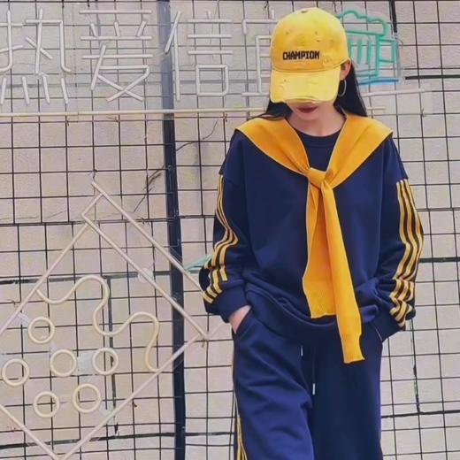 NC配撞色披肩织带卫衣长裤套装51015（蓝） 冬季 954011190321 商品图2