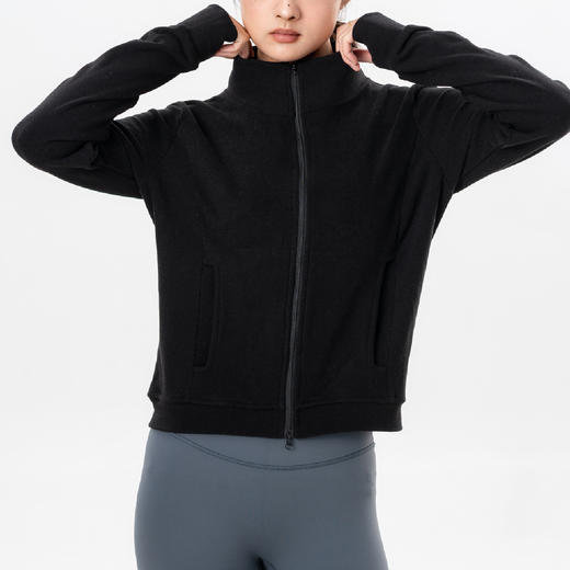 Gymicon能量符号 宽松高领德绒高领防风外套保暖修身显瘦健身跑步瑜伽运动外套女YAWT2588 商品图3