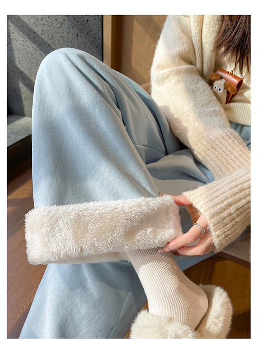 【 LEOS VITI加厚羊羔绒裤】洗后不变形，越穿越软乎 😎垂感显瘦天花板，梨形身材也能穿出纸片人效果 自发热羊绒毛呢，好穿到根本不想脱！！-AJYX 商品图1