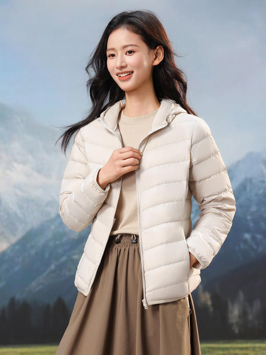「佟丽娅同款轻薄羽绒服」冬季简约修身显瘦“两穿领”口袋短款时尚羽绒服轻薄款内胆外套(7天左右发货)60531/11356 商品图8