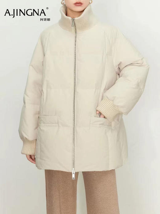 【拼接针织】阿菁娜冬季新款拼接针织羽绒服立领袖口防风设计F30D216031 商品图3