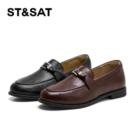 星期六26春新款英伦风扣带一脚蹬乐福鞋SSE1112C0W 商品图8