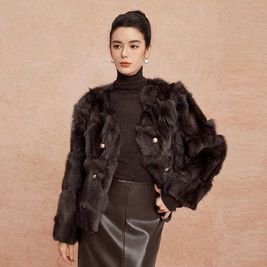 QP600斯尔丽25冬季气质名媛小香轻奢狐狸毛女士甜美温柔时尚短皮草外套 商品图4