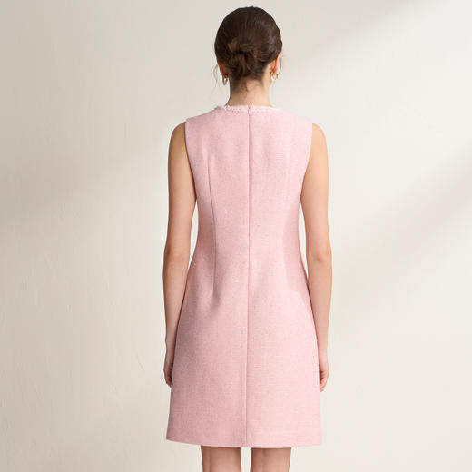 EITIE爱特爱亮片花纱优雅温柔花边圆领无袖小香风连衣裙A2607113 商品图5