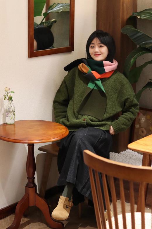 苔藓绿复古毛衣巨显白超治愈绿野仙踪羊毛开衫 商品图11