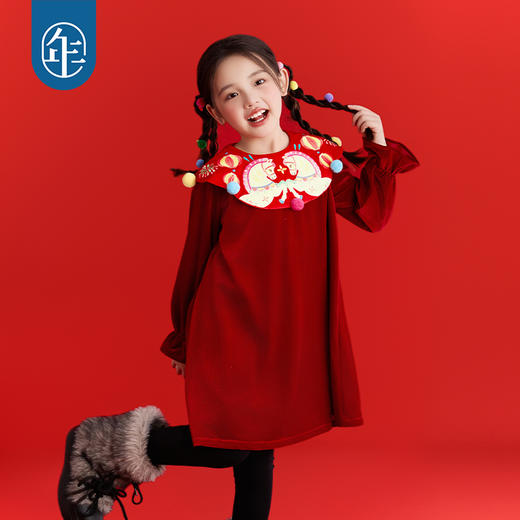 年衣童装儿童连衣裙冬季新款女童中式甜美女孩长袖裙子短裙拜年服 商品图1