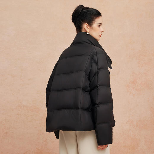 QR003斯尔丽25新款冬立领短款休闲面包服宽松加厚90绒时尚减龄羽绒服 商品图6
