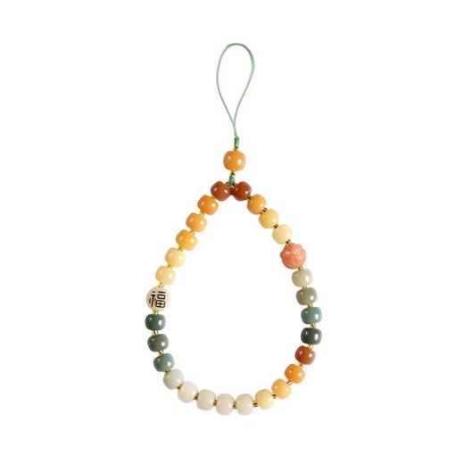 【敦煌色·渐变菩提手机挂件】敦煌小众原生态菩提根渐变款文玩桶珠 手机挂绳百搭防丢菩提念珠盘玩手机链 商品图5