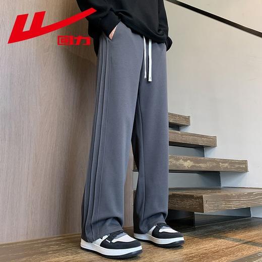 回力卫裤男款加绒秋冬季新款宽松直筒阔腿休闲裤垂感运动长裤子男 商品图8