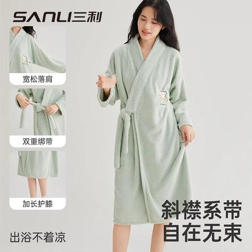 三利长浴袍浴巾可穿式睡衣女秋冬2025新款睡袍绒珊瑚绒男吸水浴衣 商品图4