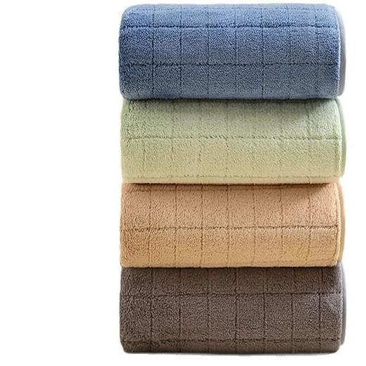 三利毛巾珊瑚绒毛巾成人洗脸巾柔软吸水干发巾家用洗澡巾方格面巾 商品图4