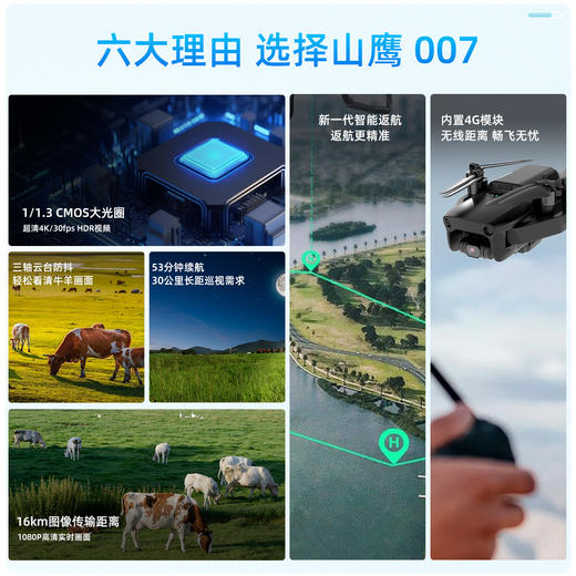 革泰山鹰无人机无线航拍超清长续航带屏幕遥控器智能管理牛羊马群 商品图2