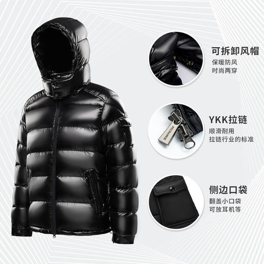 【男女同款高品质95鹅绒服】采用闪亮漆面尼龙制成！抗寒抗静电，爽滑软糯，细腻透气！款式百搭经典，保暖又实用性强！【QJ-J】 商品图3