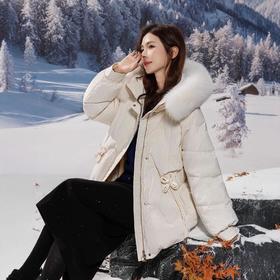 新国标90白鸭绒加肥加大码胖mm200斤中长款孕妇宽松羽绒服女2511