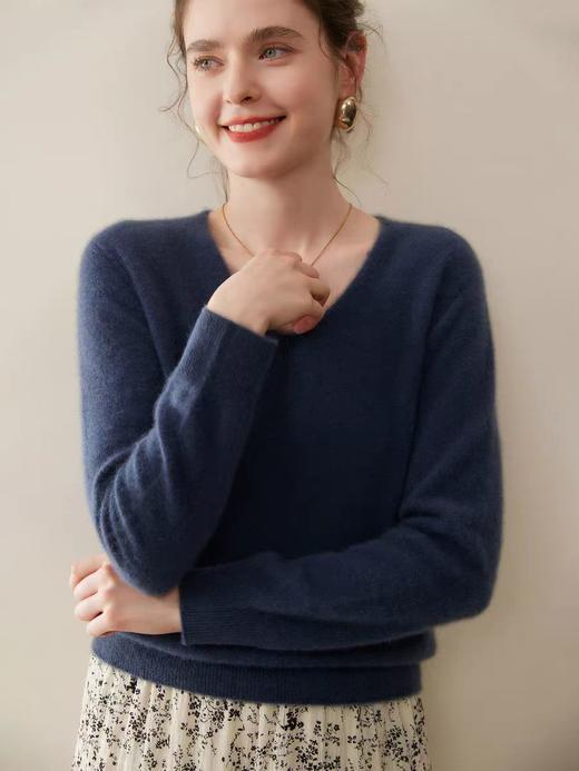 100%羊毛衫V领无缝一体短款套头 D201 商品图2