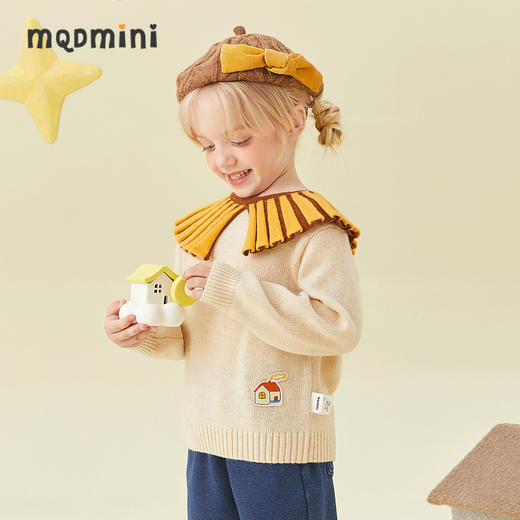 【秒】【专柜同款】MQD童装女小童毛衣秋冬新款复古百褶领儿童针织衫 商品图1