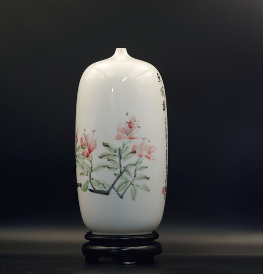 普陀山书院“禅悦”手绘白瓷梅瓶 花卉系列 商品图2