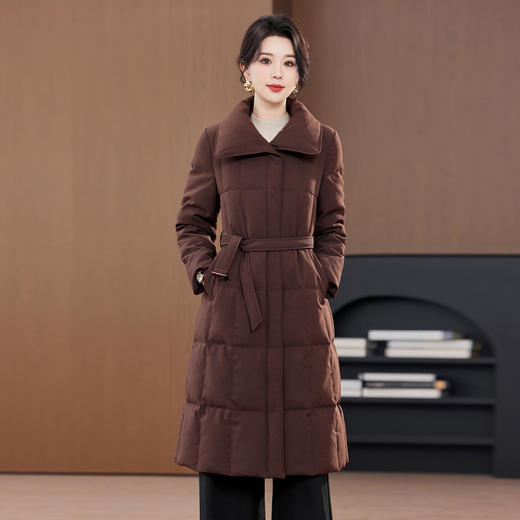 丁摩长款羽绒服鹅绒女冬季新款加厚保暖修身洋气质女士羽绒衣外套显瘦 ALW23506 商品图0