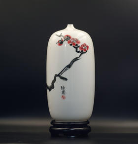 普陀山书院“禅悦”手绘白瓷梅瓶 花卉系列