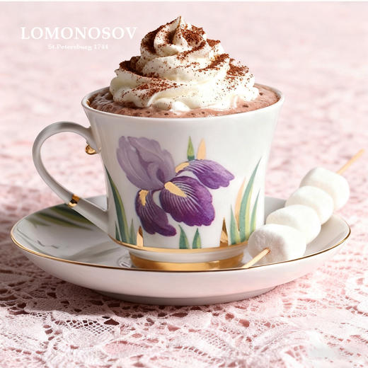 LOMONOSOV 俄皇   俄罗斯之花系列硬瓷马克杯高颜值办公室杯子家用紫色鸢尾花 商品图2