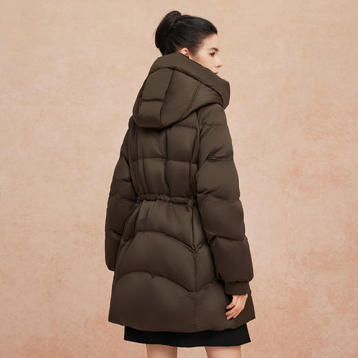 QR004斯尔丽2025冬季新款连帽腰间抽绳显瘦加厚宽松休闲一手长羽绒服 商品图1