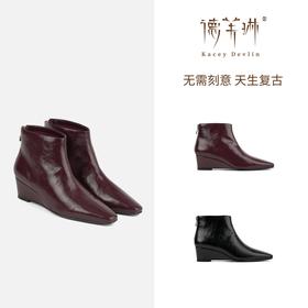 德芙琳｜冬季新款坡跟短靴KD7027